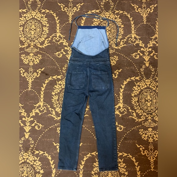 Free People Hearts on Fire Denim Jumpsuit Tijuana Halterall Size 2 Dark Blue - Picture 7 of 10